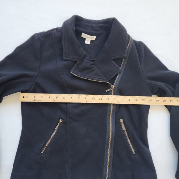 Coldwater Creek Black Cotton Moto Jacket Blazer Comfy Casual Fall Glam Edgy - Picture 7 of 11